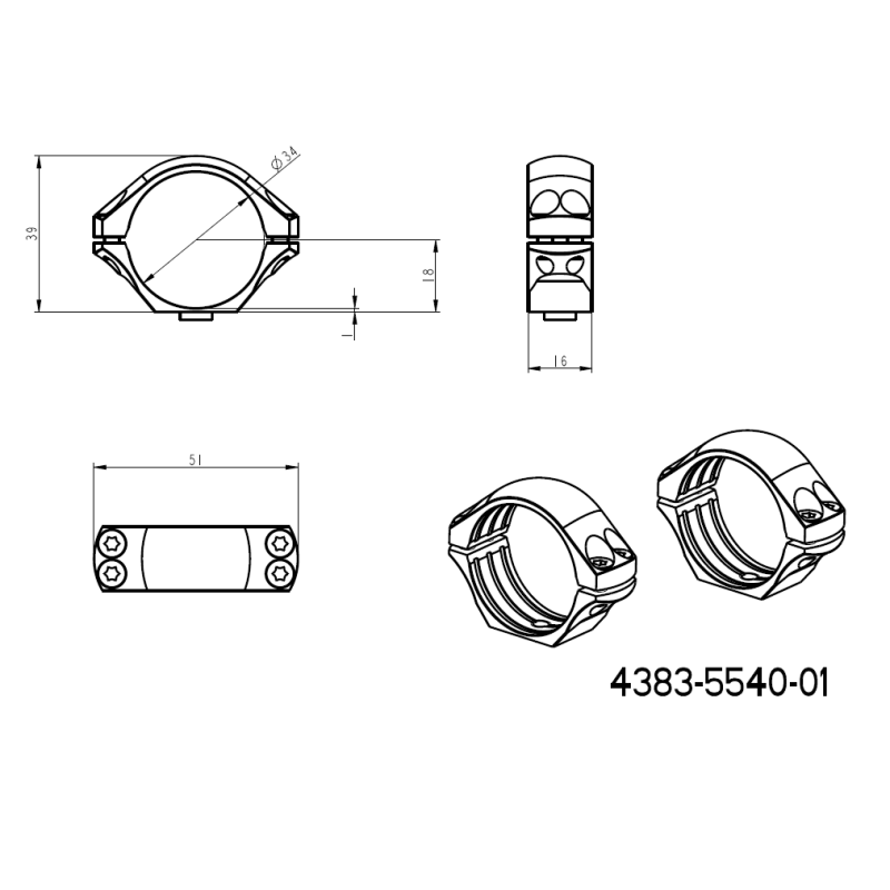 34mm scope rings | two-piece Picatinny QD Ergo base JK-N
