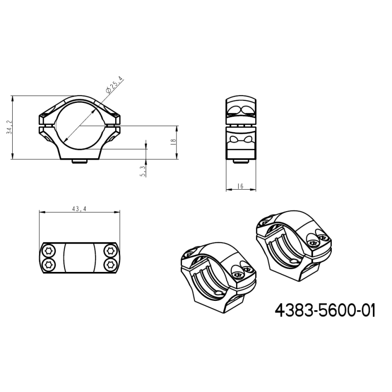 1 inch scope rings [25,4mm] | short Picatinny QD base JK-N