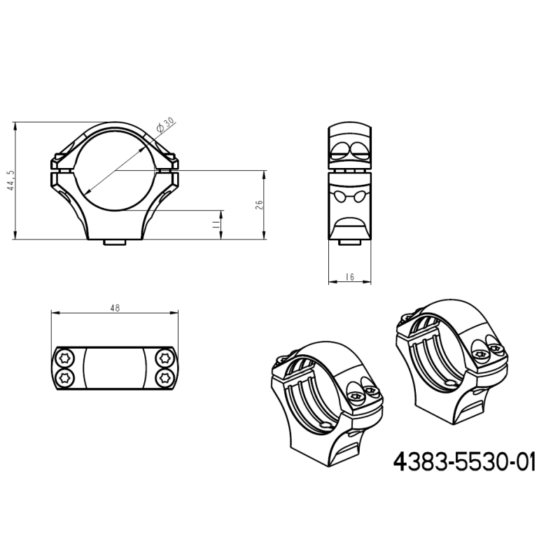 30mm scope rings | two-piece Picatinny QD Ergo base JK-N