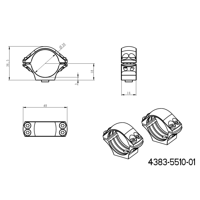 30mm scope rings | two-piece Picatinny QD Ergo base JK-N