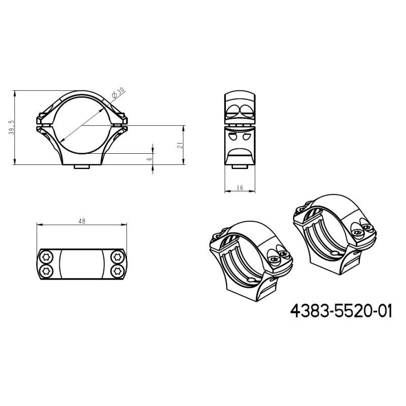 30mm scope rings | two-piece Picatinny QD Ergo base JK-N