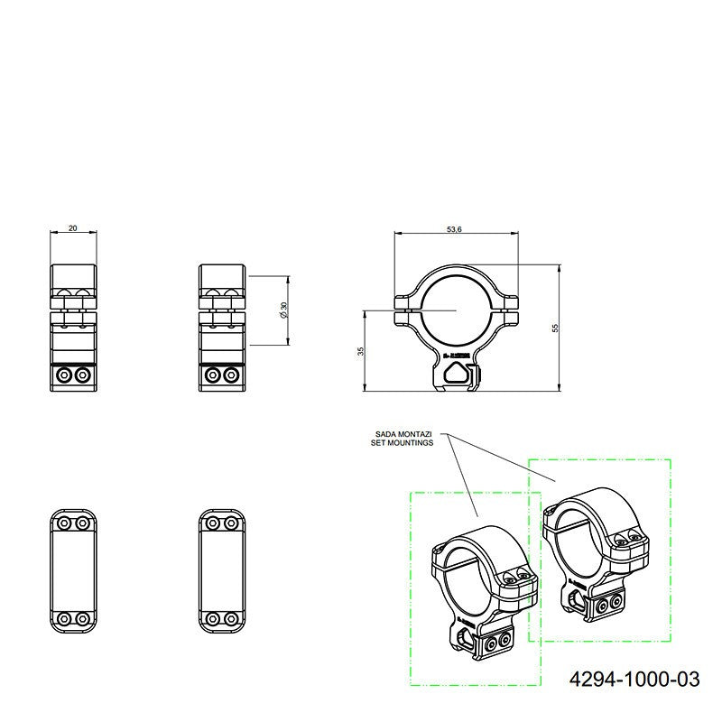 CZ 457 scope rings for dovetail | 30mm JK-N