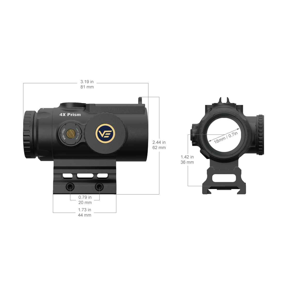 Vector Optics Paragon 4x24 ultra compact prism rifle scope Vector Optics
