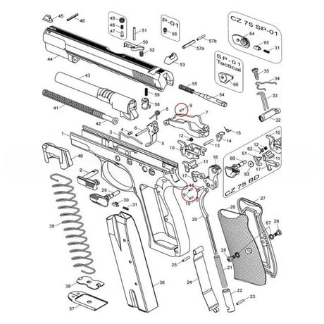 CZ Shadow 2, CZ TS 2, CZ 75B & SP-01 Shadow hammer strut pin